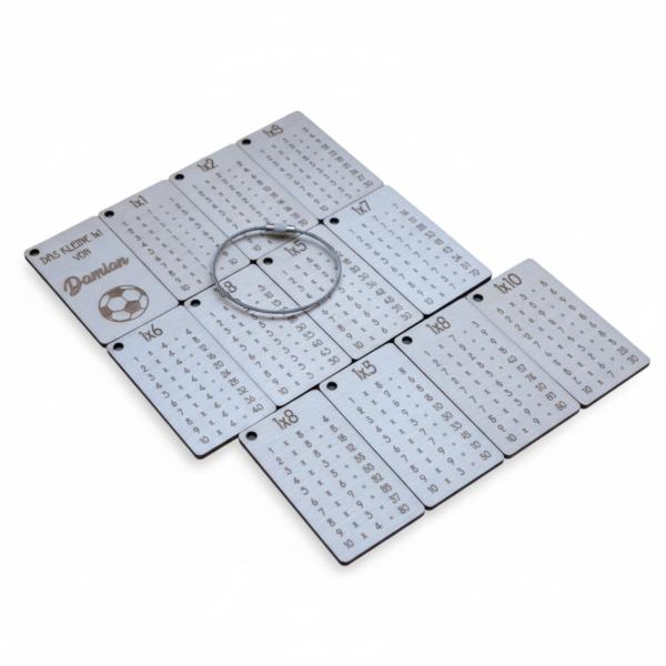 1x1 Lernkarten aus Holz mit Schlüsselring – Lernhilfe für Schulkinder.